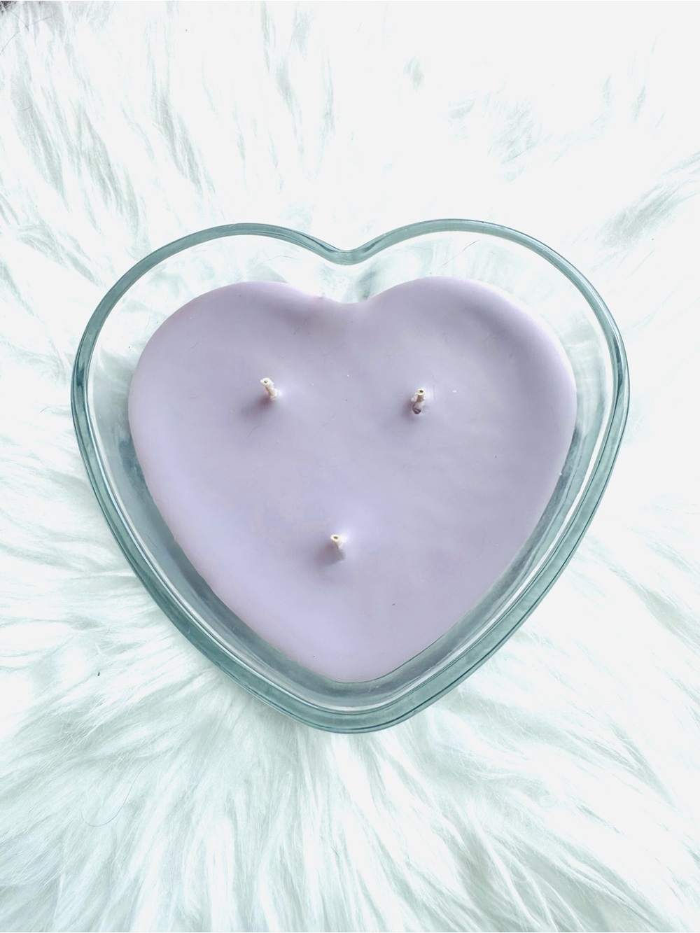 Kirklands Lavender Heart 3-Wick Candle in Glass Dish - lightly scented - decor